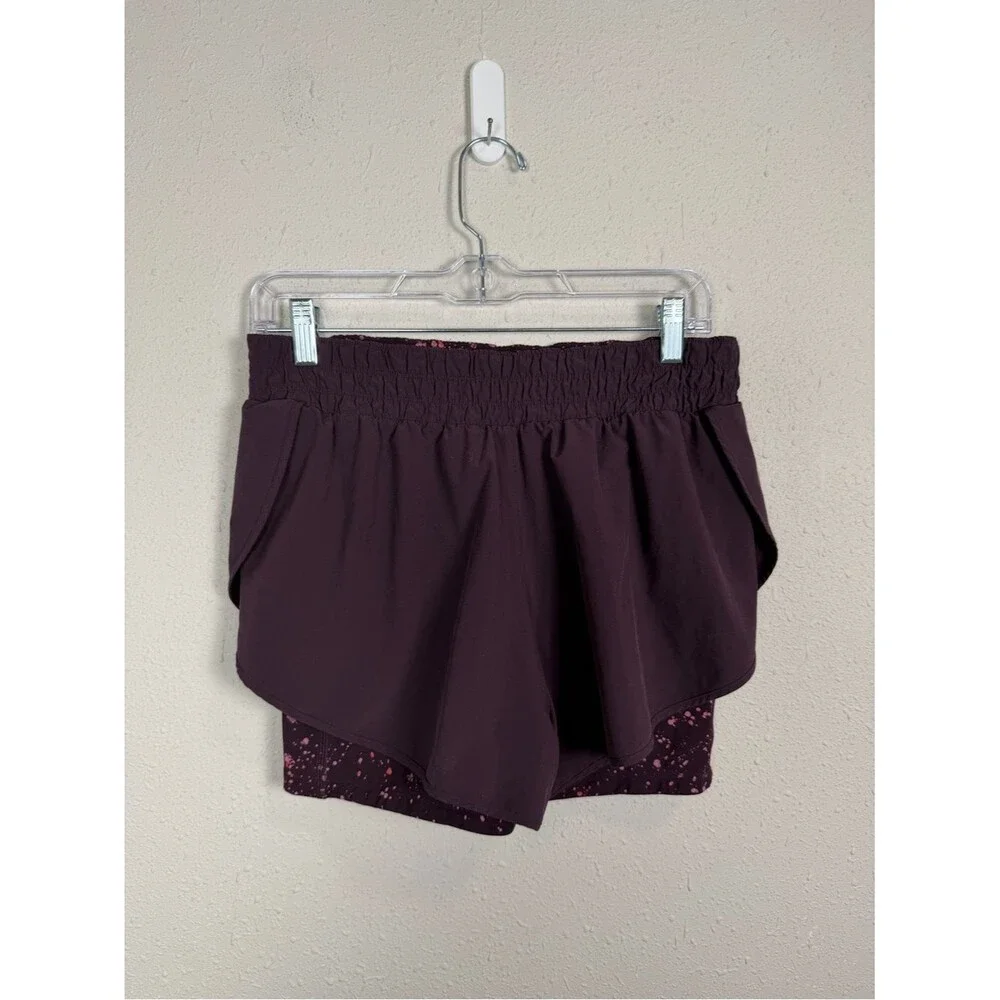 Athleta HIIT It 2-in-1 Shorts Medium Purple Athletic Running Workout Lined